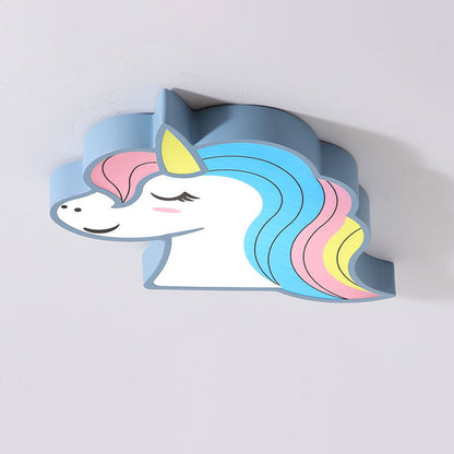 Contemporary Creative Horse Acrylic Iron Lampshade LED Flush Mount Ceiling Light For Bedroom