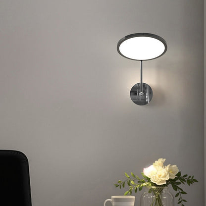 Modern Minimalist Round Mirror Shape Aluminum Iron LED Wall Sconce Lamp For Bedroom