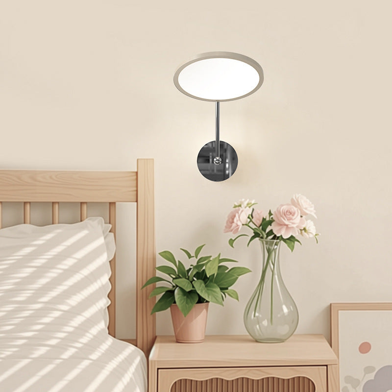 Modern Minimalist Round Mirror Shape Aluminum Iron LED Wall Sconce Lamp For Bedroom