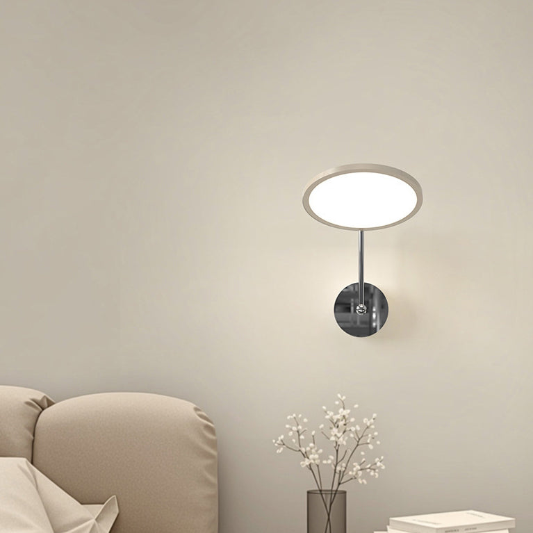 Modern Minimalist Round Mirror Shape Aluminum Iron LED Wall Sconce Lamp For Bedroom