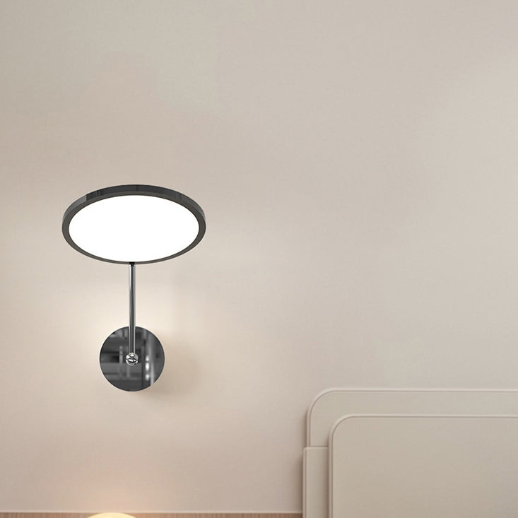 Modern Minimalist Round Mirror Shape Aluminum Iron LED Wall Sconce Lamp For Bedroom