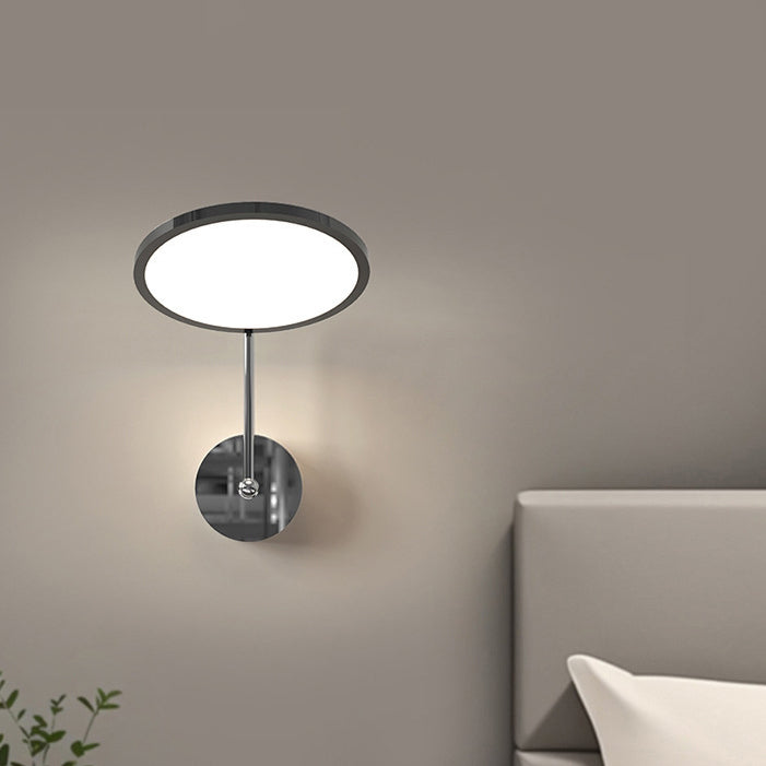 Modern Minimalist Round Mirror Shape Aluminum Iron LED Wall Sconce Lamp For Bedroom
