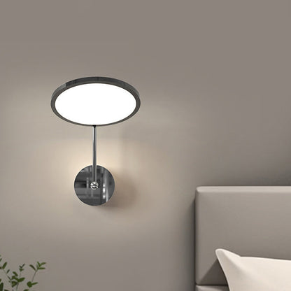 Modern Minimalist Round Mirror Shape Aluminum Iron LED Wall Sconce Lamp For Bedroom