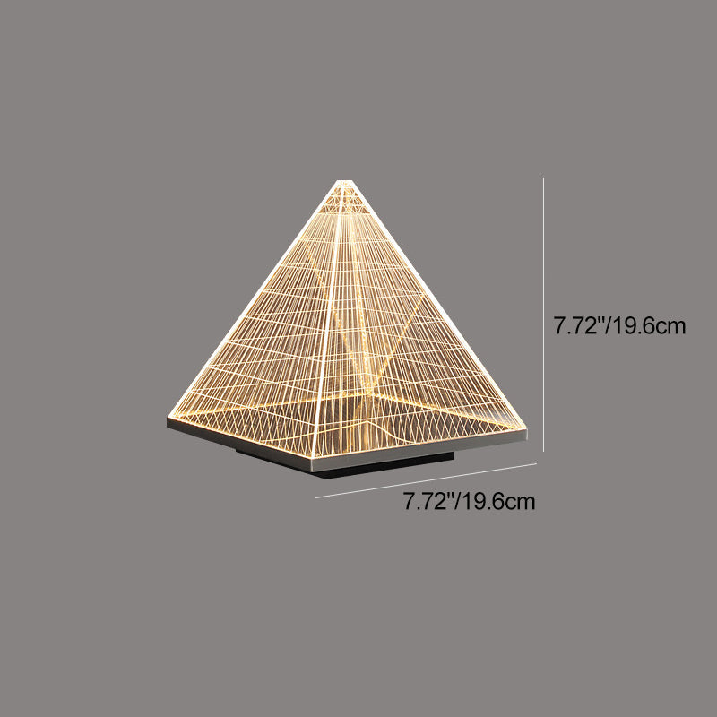 Modern Art Deco Pyramid Acrylic Aluminum Lampshade Stainless Steel Base LED Table Lamp For Living Room
