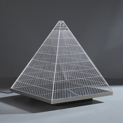 Modern Art Deco Pyramid Acrylic Aluminum Lampshade Stainless Steel Base LED Table Lamp For Living Room