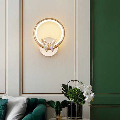 Modern Luxury Circle Butterfly Aluminum Hardware LED Wall Sconce Lamp For Living Room
