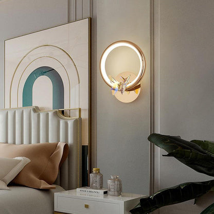 Modern Luxury Circle Butterfly Aluminum Hardware LED Wall Sconce Lamp For Living Room