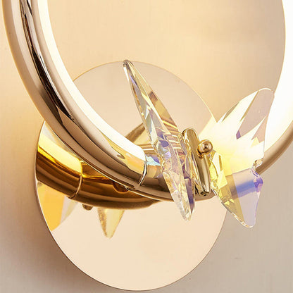 Modern Luxury Circle Butterfly Aluminum Hardware LED Wall Sconce Lamp For Living Room