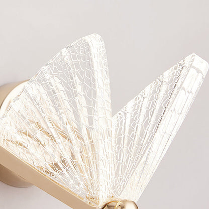 Modern Luxury Butterfly Acrylic Lampshade Iron LED Wall Sconce Lamp For Living Room
