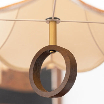 Traditional French Petal Shape Fabric Lampshade Hardware Wood  1 - Light Pendant Light For Dining Room