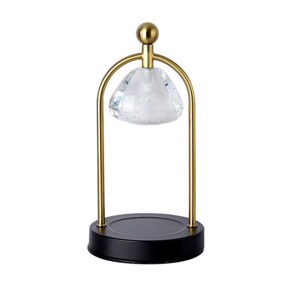 Contemporary Scandinavian Conical Crystal Lampshade Iron Base 1 - Light Melting Wax Table Lamp For Bedroom