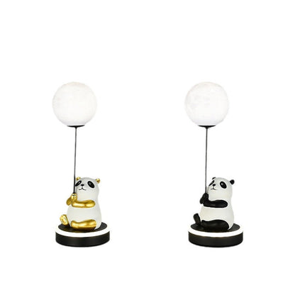 Contemporary Creative Panda Resin Base PVC Lampshade LED Table Lamp For Bedroom