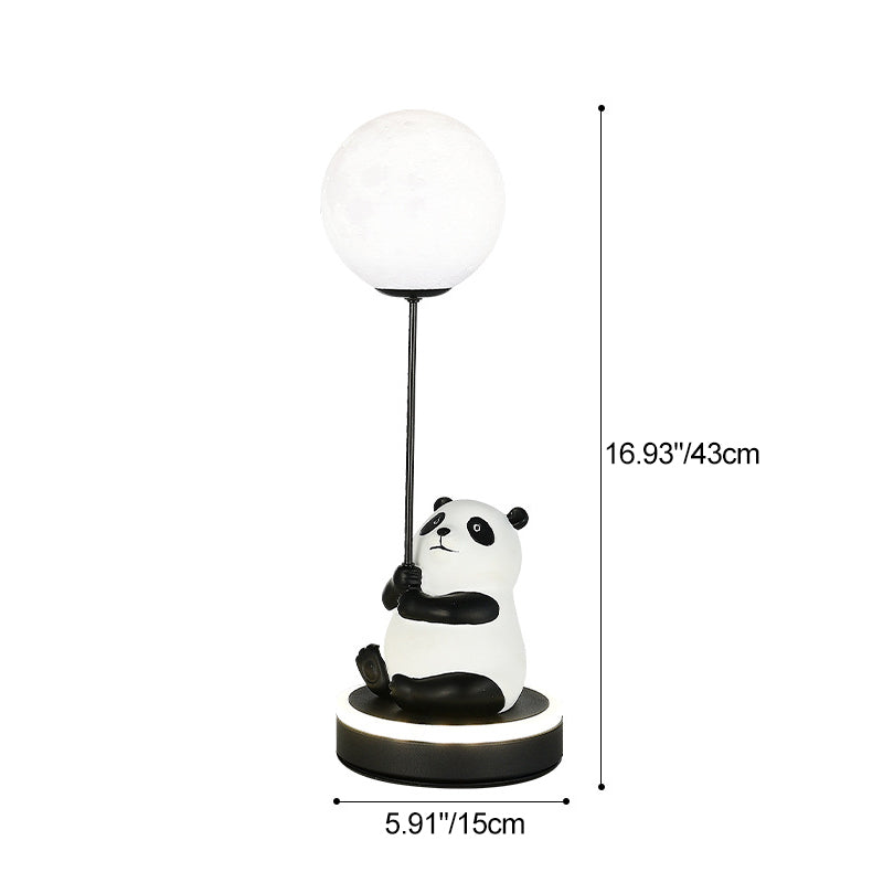 Contemporary Creative Panda Resin Base PVC Lampshade LED Table Lamp For Bedroom