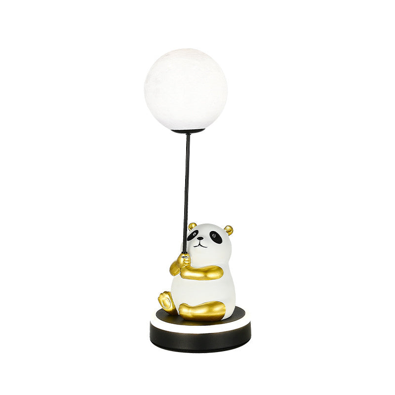 Contemporary Creative Panda Resin Base PVC Lampshade LED Table Lamp For Bedroom