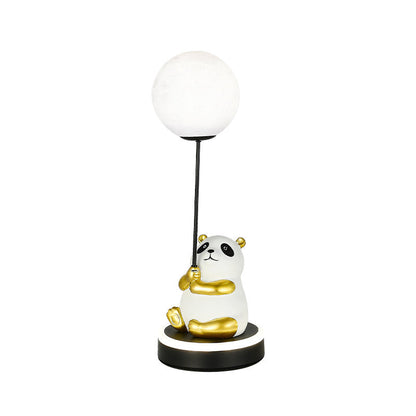 Contemporary Creative Panda Resin Base PVC Lampshade LED Table Lamp For Bedroom
