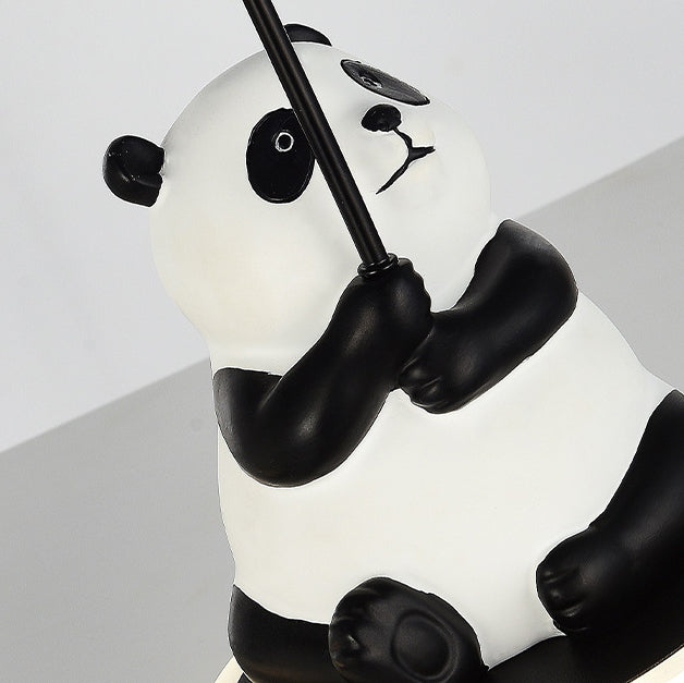 Contemporary Creative Panda Resin Base PVC Lampshade LED Table Lamp For Bedroom