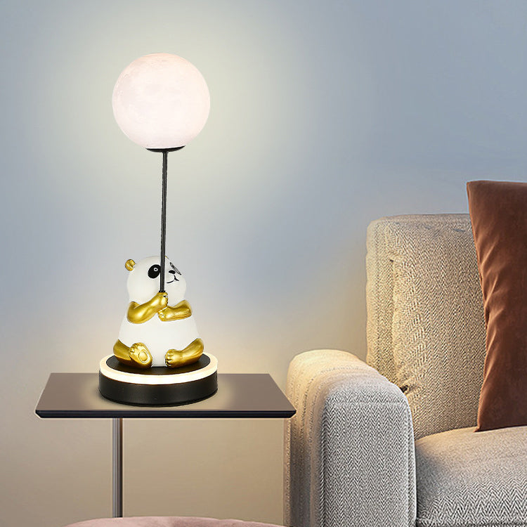 Contemporary Creative Panda Resin Base PVC Lampshade LED Table Lamp For Bedroom