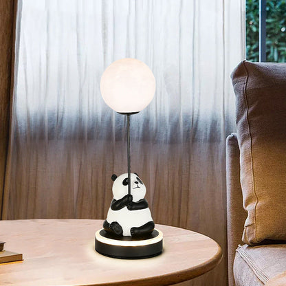 Contemporary Creative Panda Resin Base PVC Lampshade LED Table Lamp For Bedroom