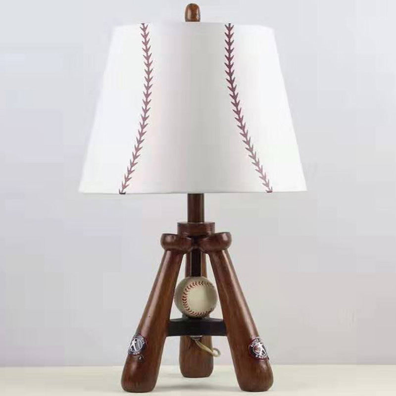 Contemporary Scandinavian Umbrella Shape Baseball Fabric Lampshade Resin Base 1 - Light Table Lamp For Living Room