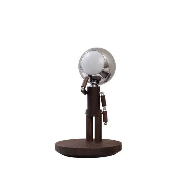 Contemporary Creative Astronaut Iron Lampshade Wood Base LED Table Lamp For Bedroom
