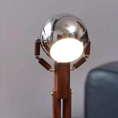 Contemporary Creative Astronaut Iron Lampshade Wood Base LED Table Lamp For Bedroom