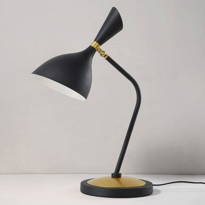 Contemporary Scandinavian Conical Iron Lampshade Round Base 1 - Light Table Lamp For Bedroom