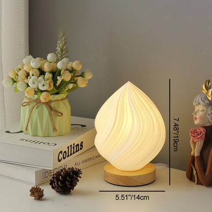 Contemporary Nordic Peach PVC Lampshade Round Solid Wood Base 1 - Light Table Lamp For Bedroom