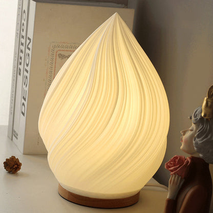 Contemporary Nordic Peach PVC Lampshade Round Solid Wood Base 1 - Light Table Lamp For Bedroom