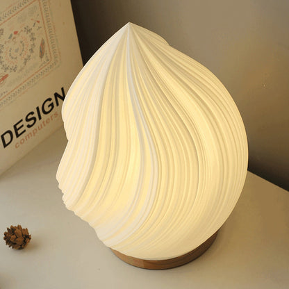 Contemporary Nordic Peach PVC Lampshade Round Solid Wood Base 1 - Light Table Lamp For Bedroom