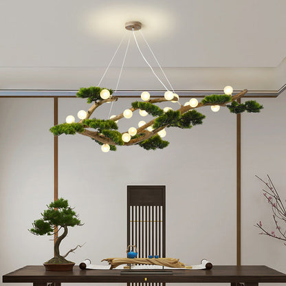 Traditional Japanese Welcoming Pine Branches 12/28 - Light Chandelier Island Light For Dining Room