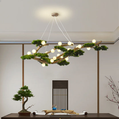 Traditional Japanese Welcoming Pine Branches 12/28 - Light Chandelier Island Light For Dining Room