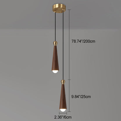 Contemporary Scandinavian Dome Small Cone Copper Ash LED Chandeliers For Dining Room