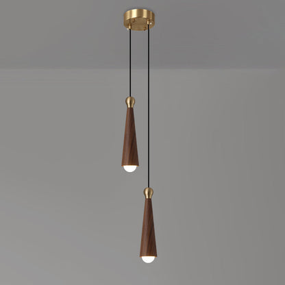 Contemporary Scandinavian Dome Small Cone Copper Ash LED Chandeliers For Dining Room