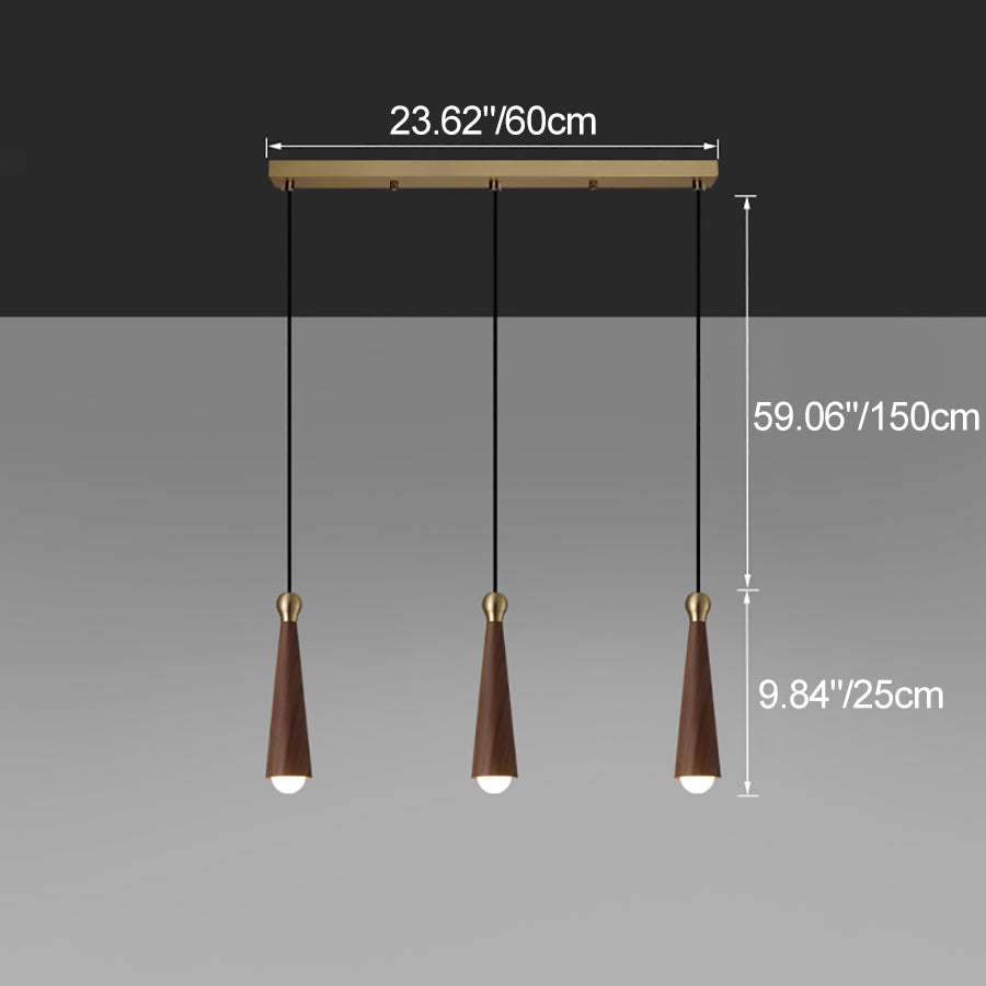Contemporary Scandinavian Dome Small Cone Copper Ash LED Chandeliers For Dining Room