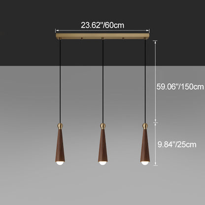 Contemporary Scandinavian Dome Small Cone Copper Ash LED Chandeliers For Dining Room