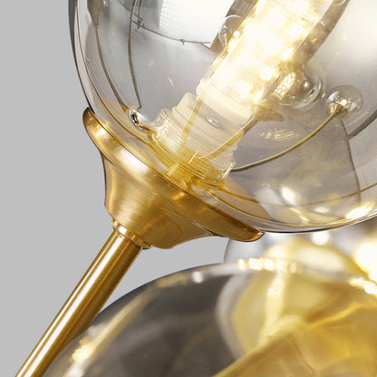 Contemporary Nordic Dome Bubble Orb Copper Glass Lampshade 7/10 - Light Semi-Flush Mount Ceiling Light For Living Room