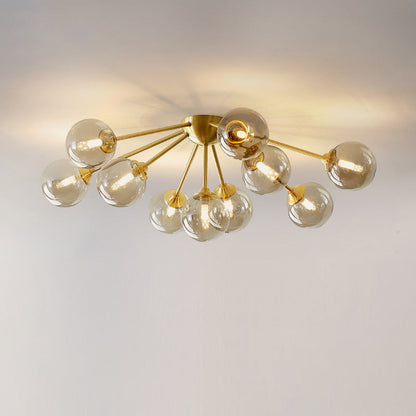 Contemporary Nordic Dome Bubble Orb Copper Glass Lampshade 7/10 - Light Semi-Flush Mount Ceiling Light For Living Room