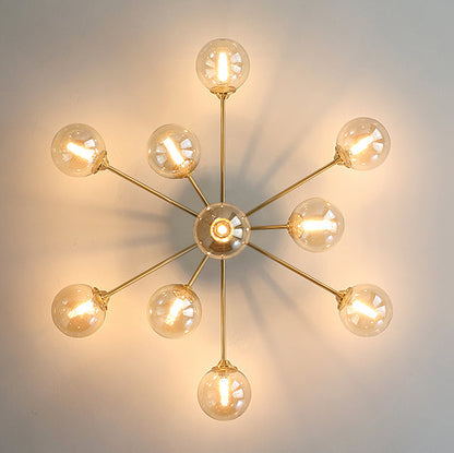 Contemporary Nordic Dome Bubble Orb Copper Glass Lampshade 7/10 - Light Semi-Flush Mount Ceiling Light For Living Room