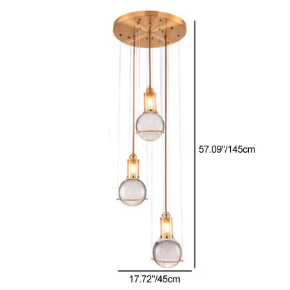 Contemporary Scandinavian Dome Orb Crystal Iron 1/3 - Light Chandelier For Dining Room