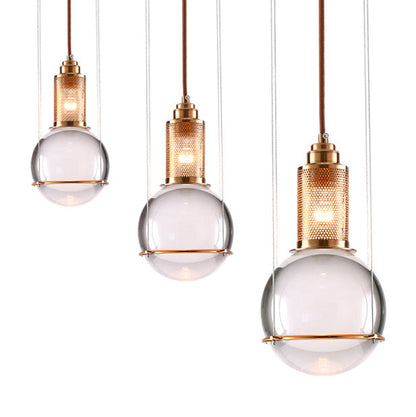 Contemporary Scandinavian Dome Orb Crystal Iron 1/3 - Light Chandelier For Dining Room