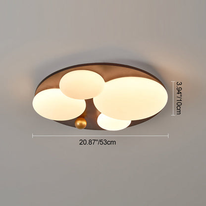 مصباح سقف LED شبه مسطح لغرفة النوم بتصميم معاصر على شكل كرة ذهبية دائرية من الخشب المطاطي والأكريليك والحديد