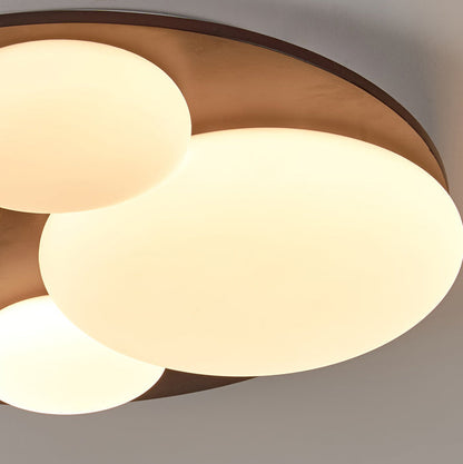 مصباح سقف LED شبه مسطح لغرفة النوم بتصميم معاصر على شكل كرة ذهبية دائرية من الخشب المطاطي والأكريليك والحديد