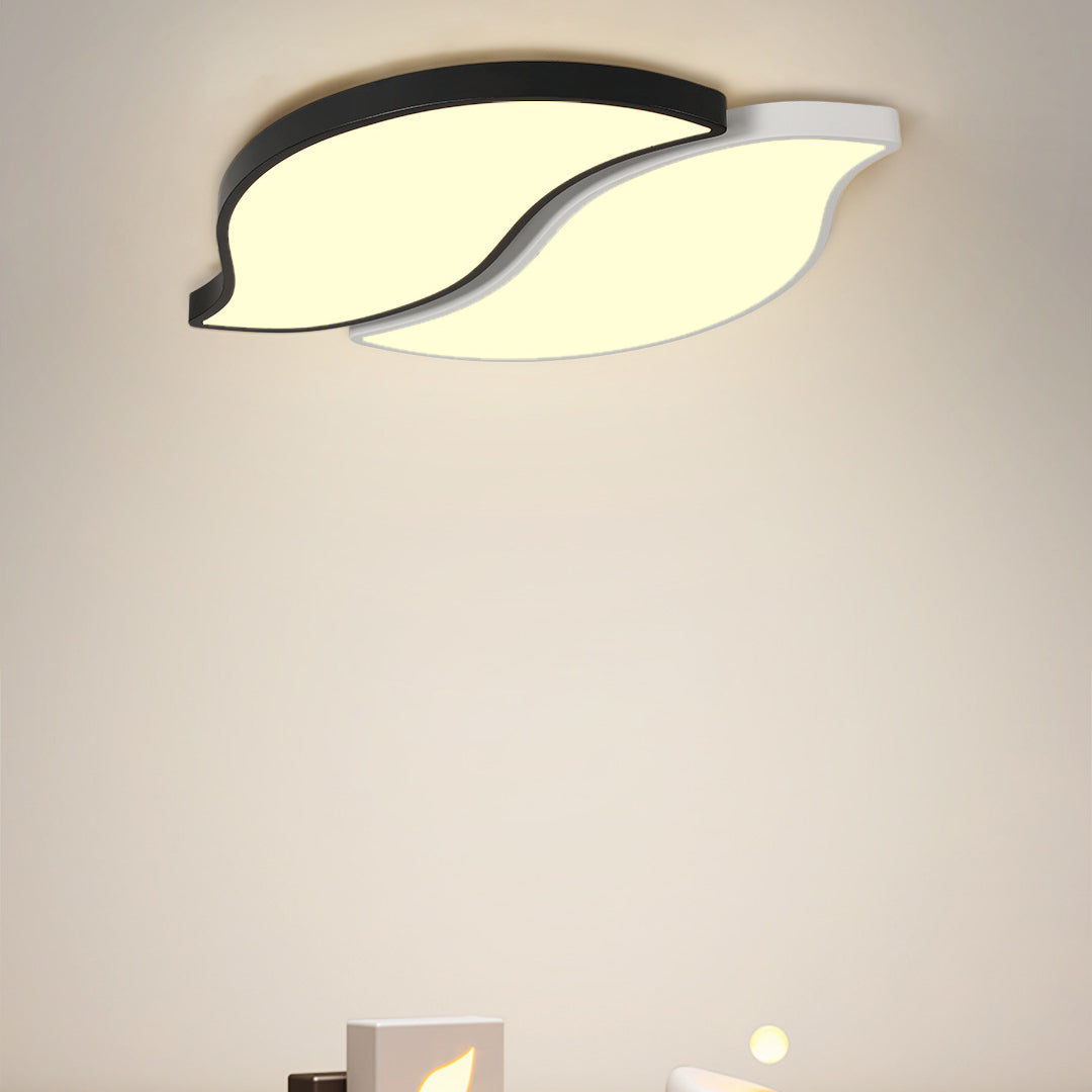 Contemporary Creative Leaves Stitching Acrylic Iron Lampshade LED Flush Mount Ceiling Light For Bedroom