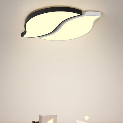Contemporary Creative Leaves Stitching Acrylic Iron Lampshade LED Flush Mount Ceiling Light For Bedroom