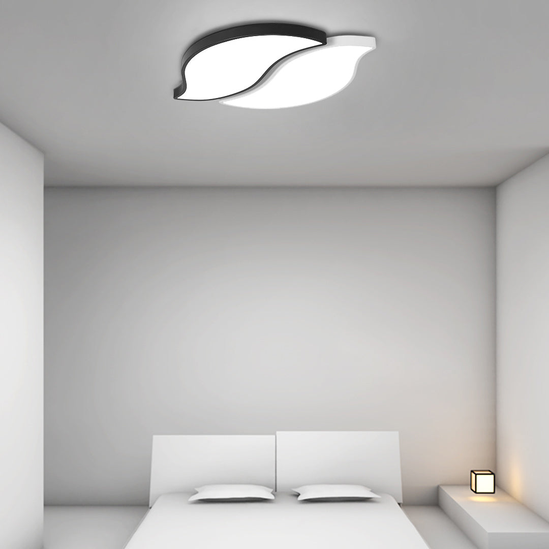 Contemporary Creative Leaves Stitching Acrylic Iron Lampshade LED Flush Mount Ceiling Light For Bedroom