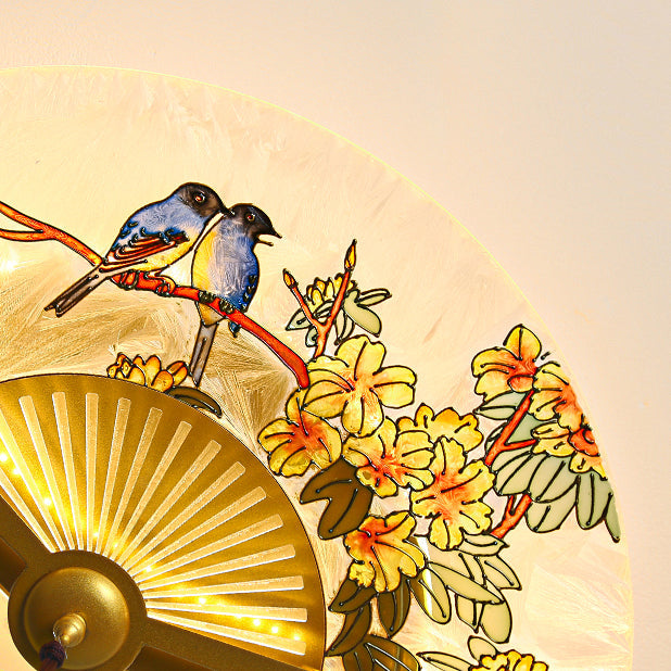 Traditional Chinese Circular Sector Double Nesting Pattern Acrylic Aluminum LED Flush Mount Ceiling Light For Bedroom