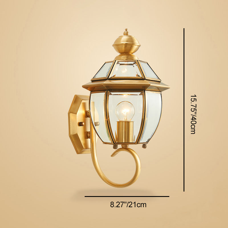 Contemporary Simplicity Waterproof Copper Glass Lampshade 1 - Light Wall Sconce Lamp For Outdoor Patio