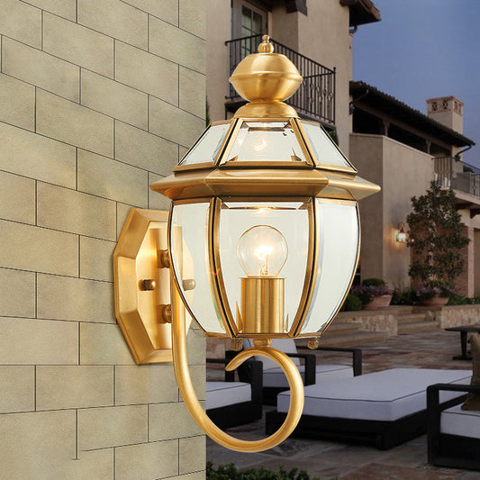Contemporary Simplicity Waterproof Copper Glass Lampshade 1 - Light Wall Sconce Lamp For Outdoor Patio