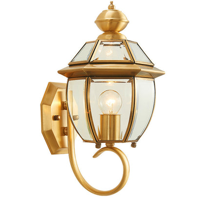 Contemporary Simplicity Waterproof Copper Glass Lampshade 1 - Light Wall Sconce Lamp For Outdoor Patio