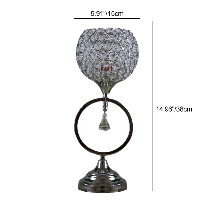 Contemporary Simplicity Round Iron Crystal Lampshade 1 - Light Table Lamp For Bedroom